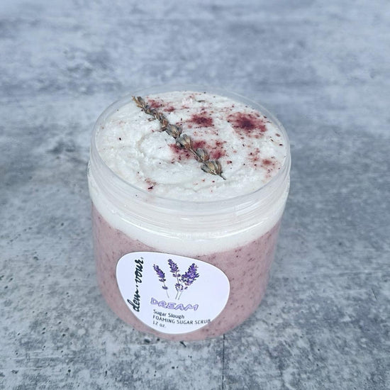 Dream Sugar Slough | Foaming Sugar Scrub | Natural Insect Repellant |  Lavender Vanilla | Aromatherapy | Insomnia | Oily Skin | Sensitive Skin |