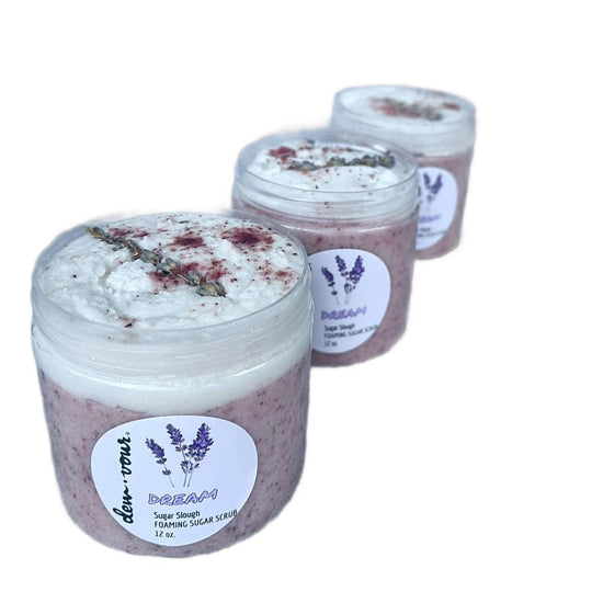 Dream Sugar Slough | Foaming Sugar Scrub | Natural Insect Repellant |  Lavender Vanilla | Aromatherapy | Insomnia | Oily Skin | Sensitive Skin |